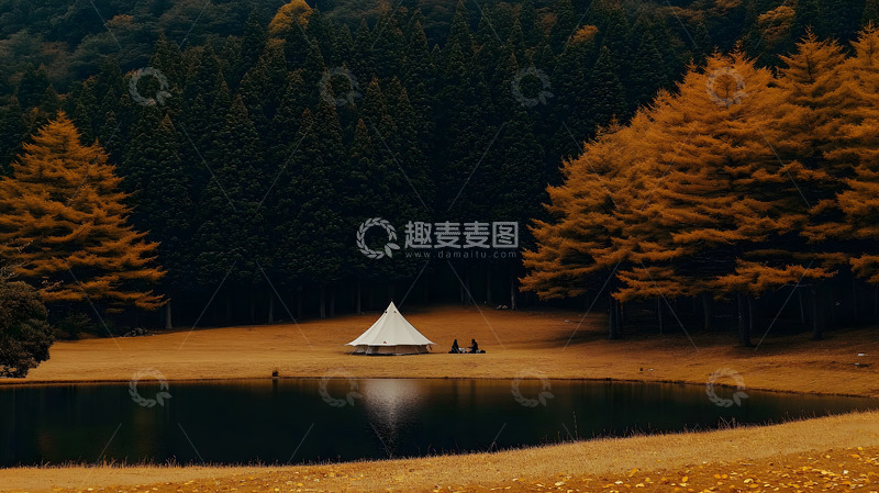 高清大图下载【趣麦麦图】森林里的露营