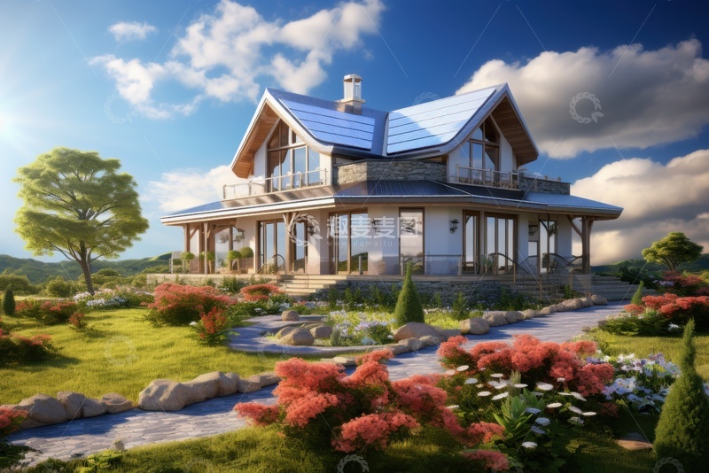 高清大图下载【趣麦麦图】独栋别墅花园建筑