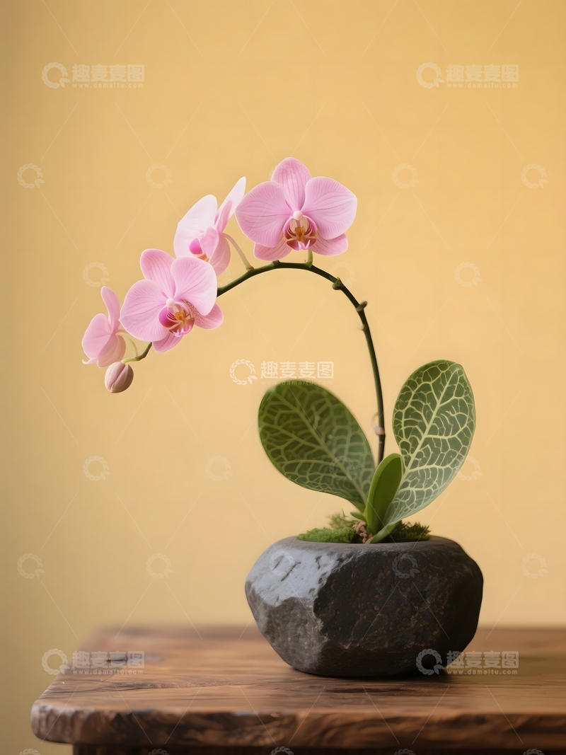 高清大图下载【趣麦麦图】石盆粉兰的雅致之美2