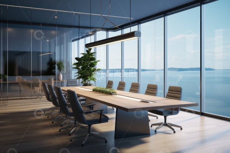 高清大图下载【趣麦麦图】全景落地窗办公场所