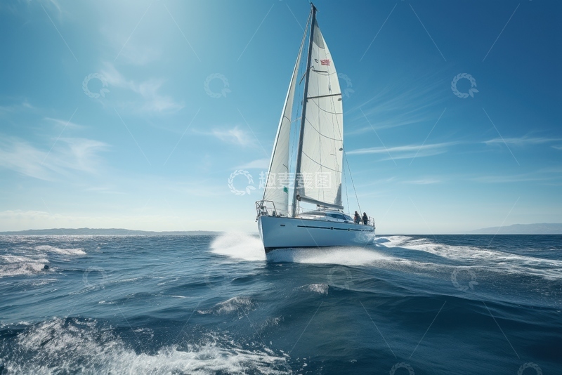 高清大图下载【趣麦麦图】海洋上行驶的一艘帆船