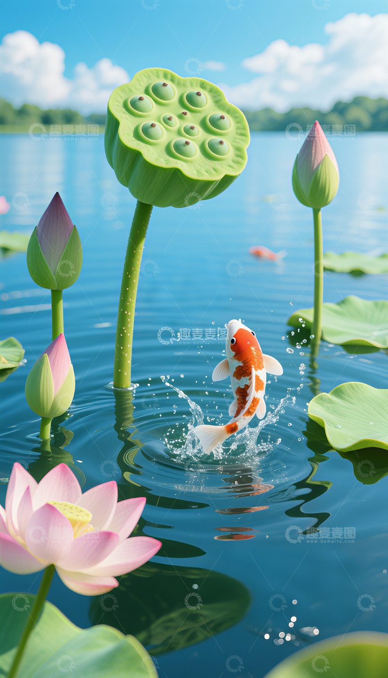 高清大图下载【趣麦麦图】荷花素材海报2
