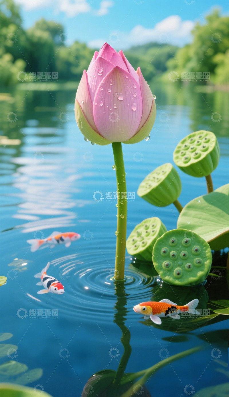 高清大图下载【趣麦麦图】荷花素材海报1
