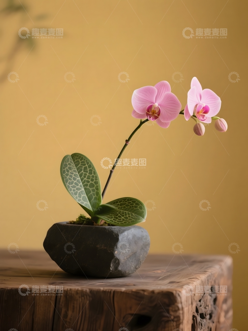 高清大图下载【趣麦麦图】石盆粉兰的雅致之美1