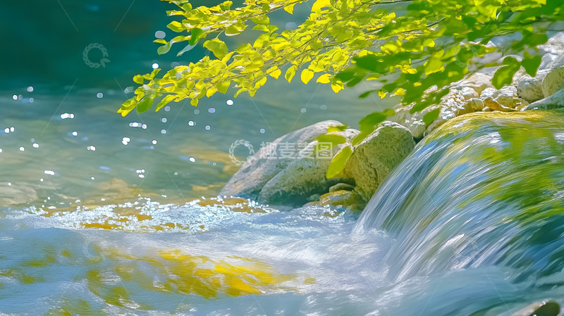 高清大图下载【趣麦麦图】夏日小河流水特写摄影