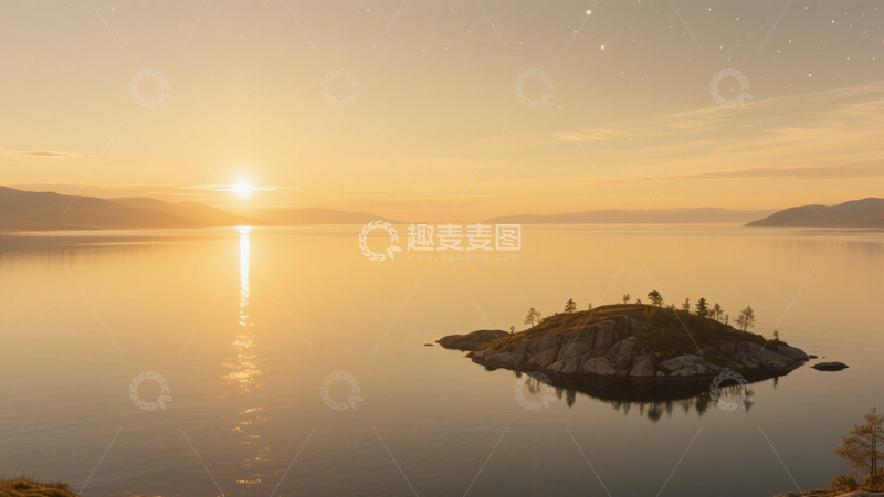 高清大图下载【趣麦麦图】湖景日落自然背景4