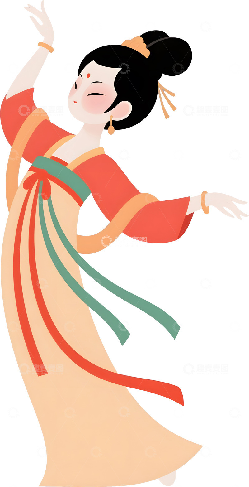 高清大图下载【趣麦麦图】唐代古风仕女卡通人物11