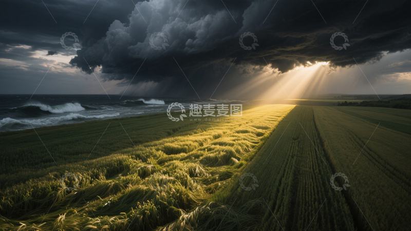 高清大图下载【趣麦麦图】风暴田野阳光背景4