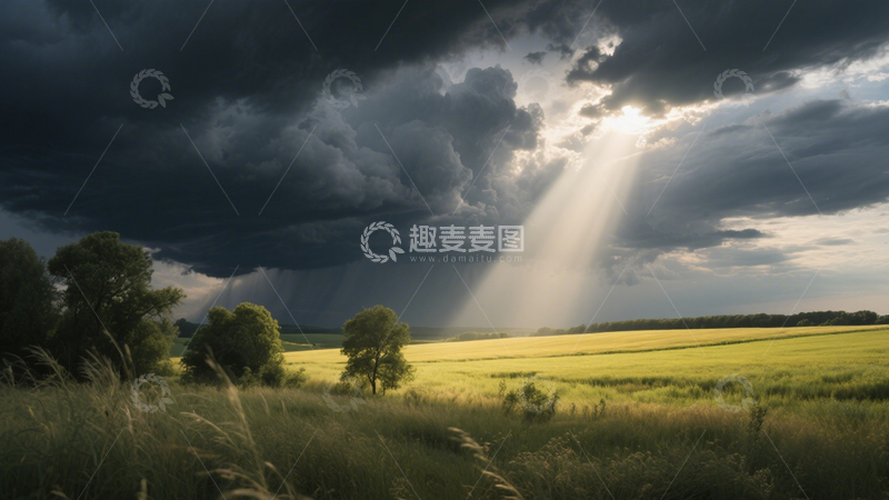 高清大图下载【趣麦麦图】风暴田野阳光背景2
