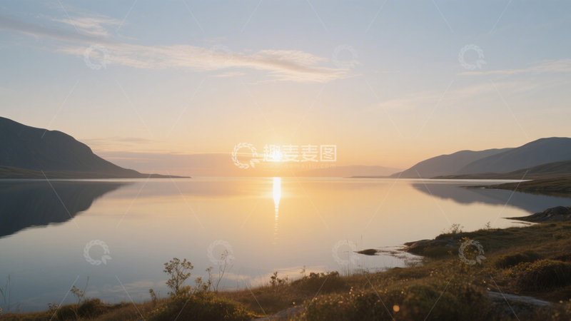 高清大图下载【趣麦麦图】湖景日落自然背景3