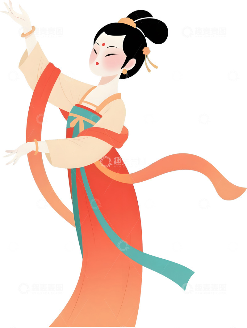 高清大图下载【趣麦麦图】唐代古风仕女卡通人物2