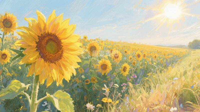 高清大图下载【趣麦麦图】向日葵田阳光背景2