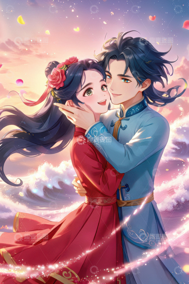 高清大图下载【趣麦麦图】3D卡通哪吒和敖丙二人像AI插画海报背景1