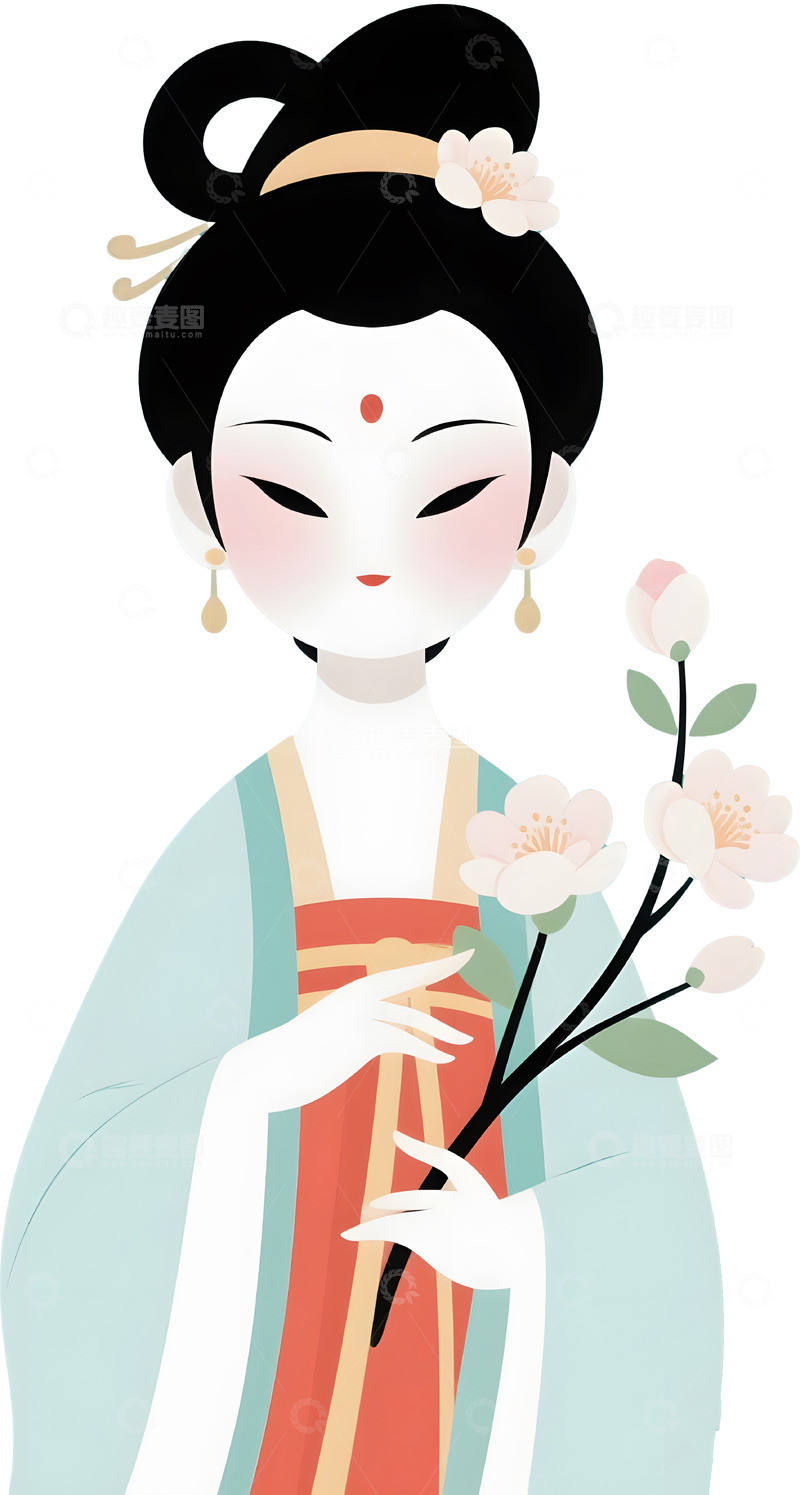 高清大图下载【趣麦麦图】唐代古风仕女卡通人物21