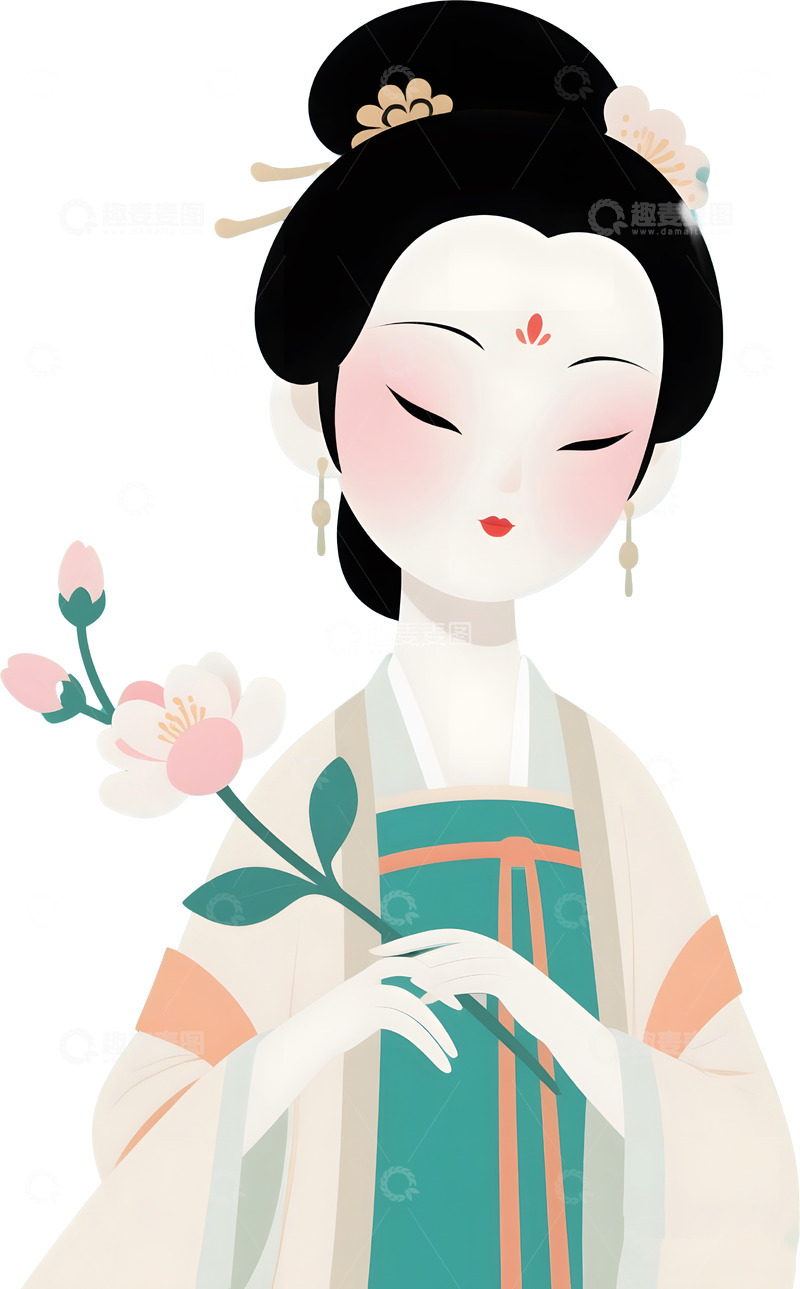 高清大图下载【趣麦麦图】唐代古风仕女卡通人物17