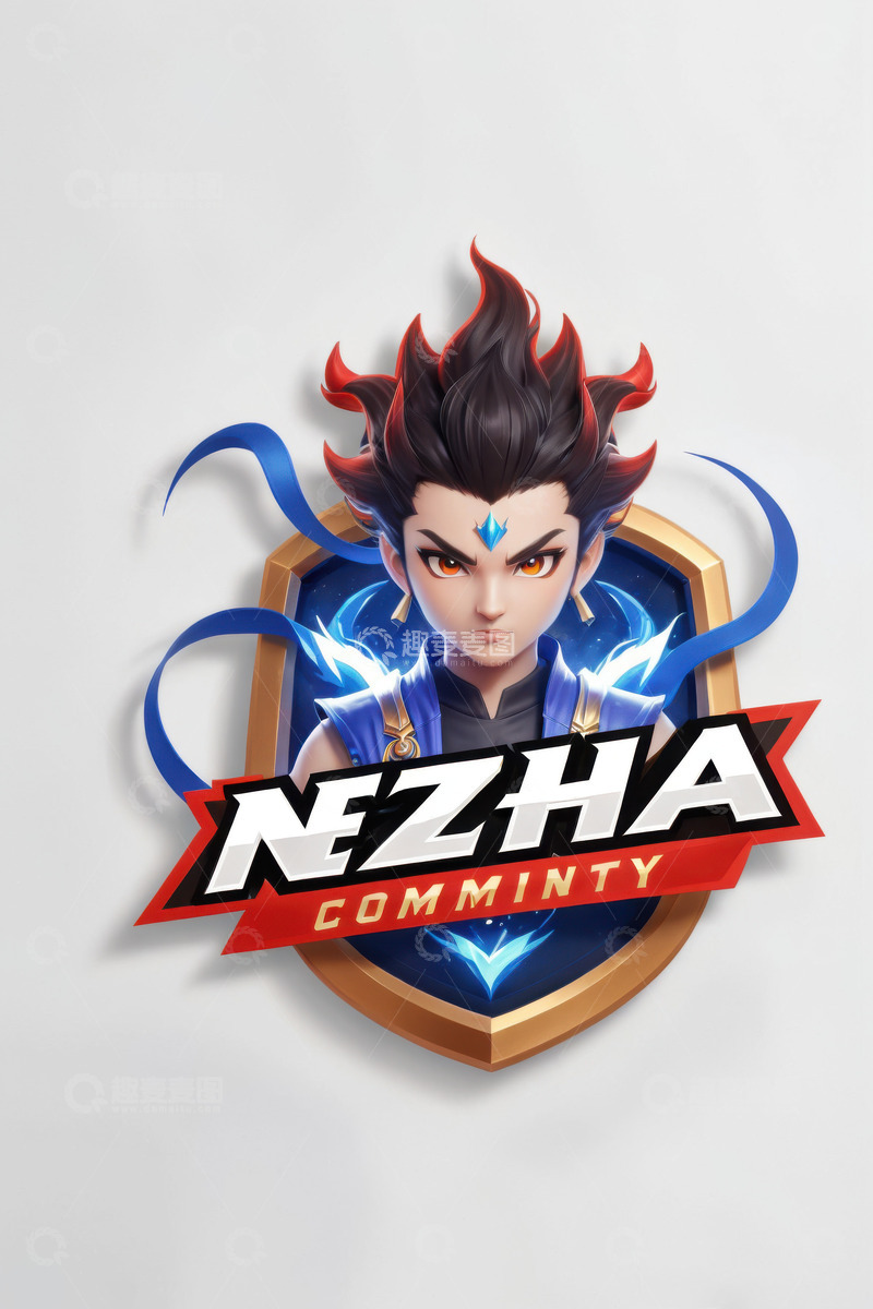 哪吒游戏电竞标志logoAI插画海报背景