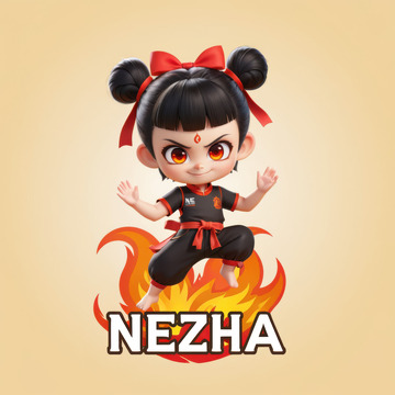 哪吒游戏电竞标志logoAI插画海报背景1