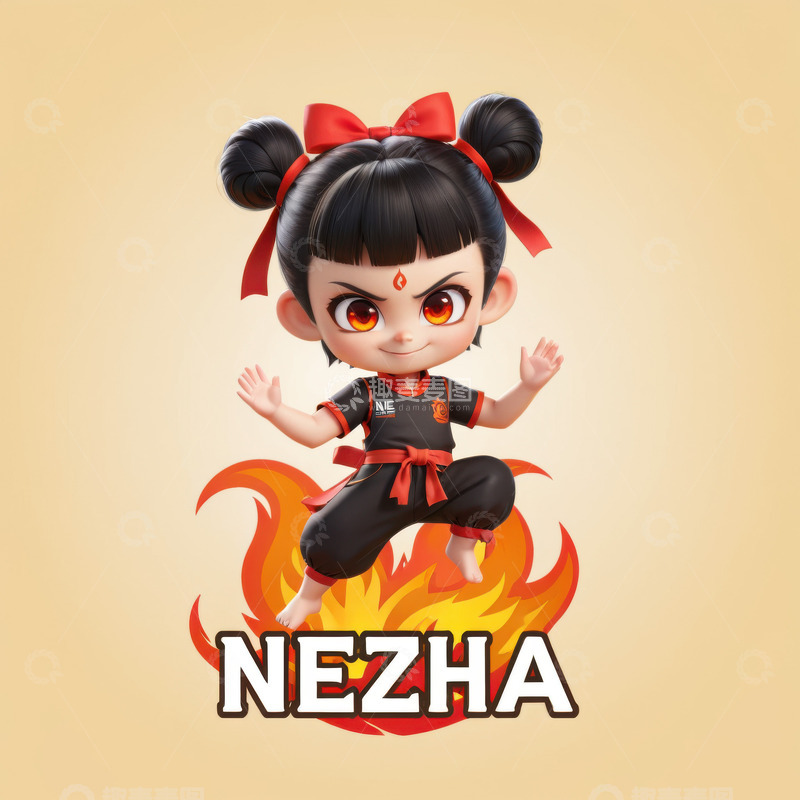 哪吒游戏电竞标志logoAI插画海报背景1