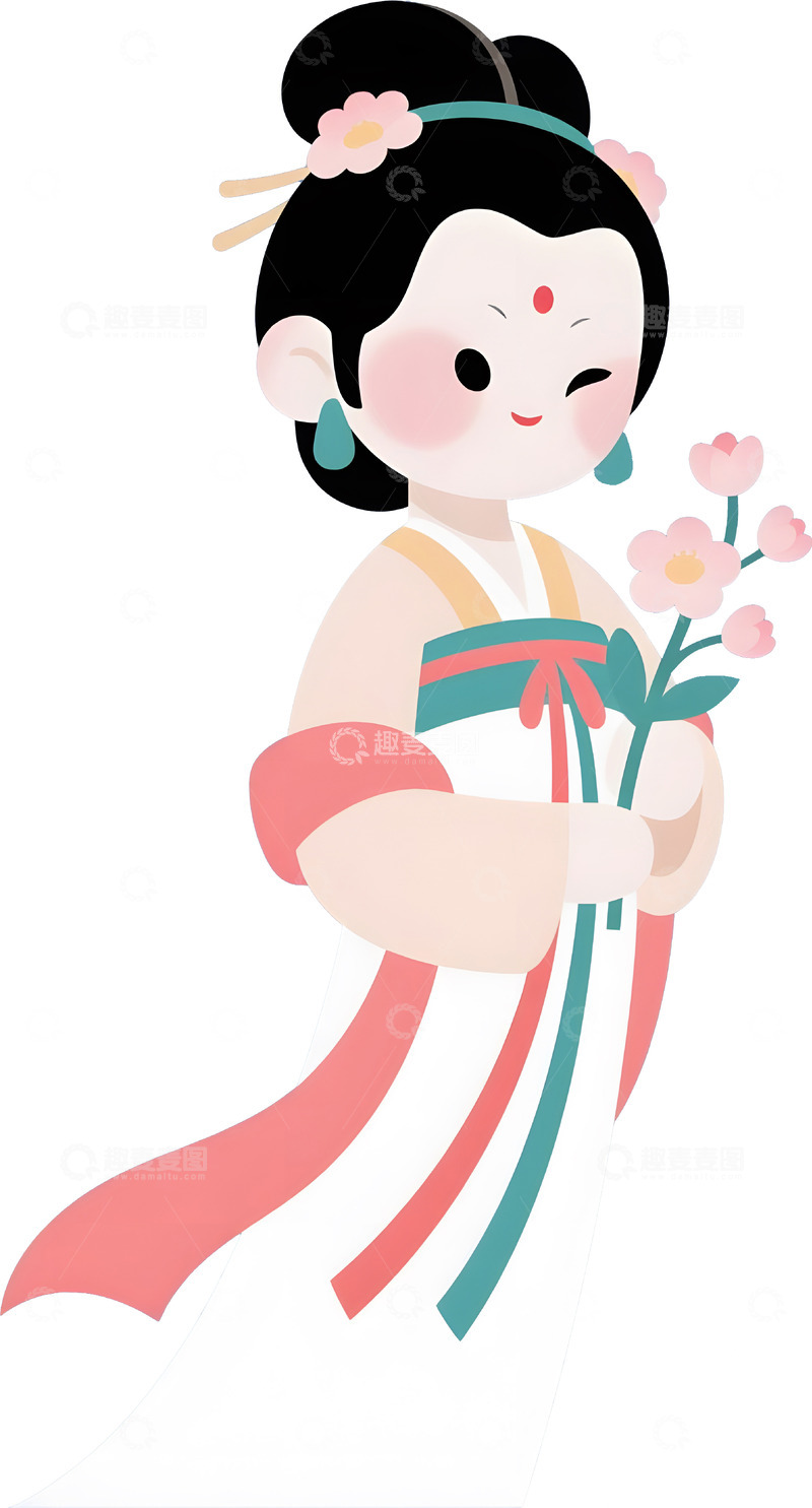 高清大图下载【趣麦麦图】唐代古风仕女卡通人物20