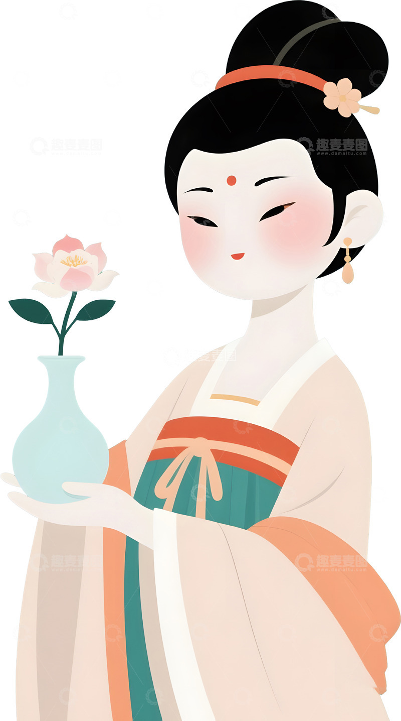 高清大图下载【趣麦麦图】唐代古风仕女卡通人物22