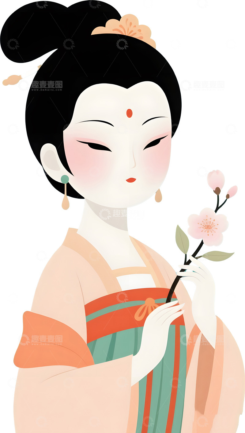 高清大图下载【趣麦麦图】唐代古风仕女卡通人物18