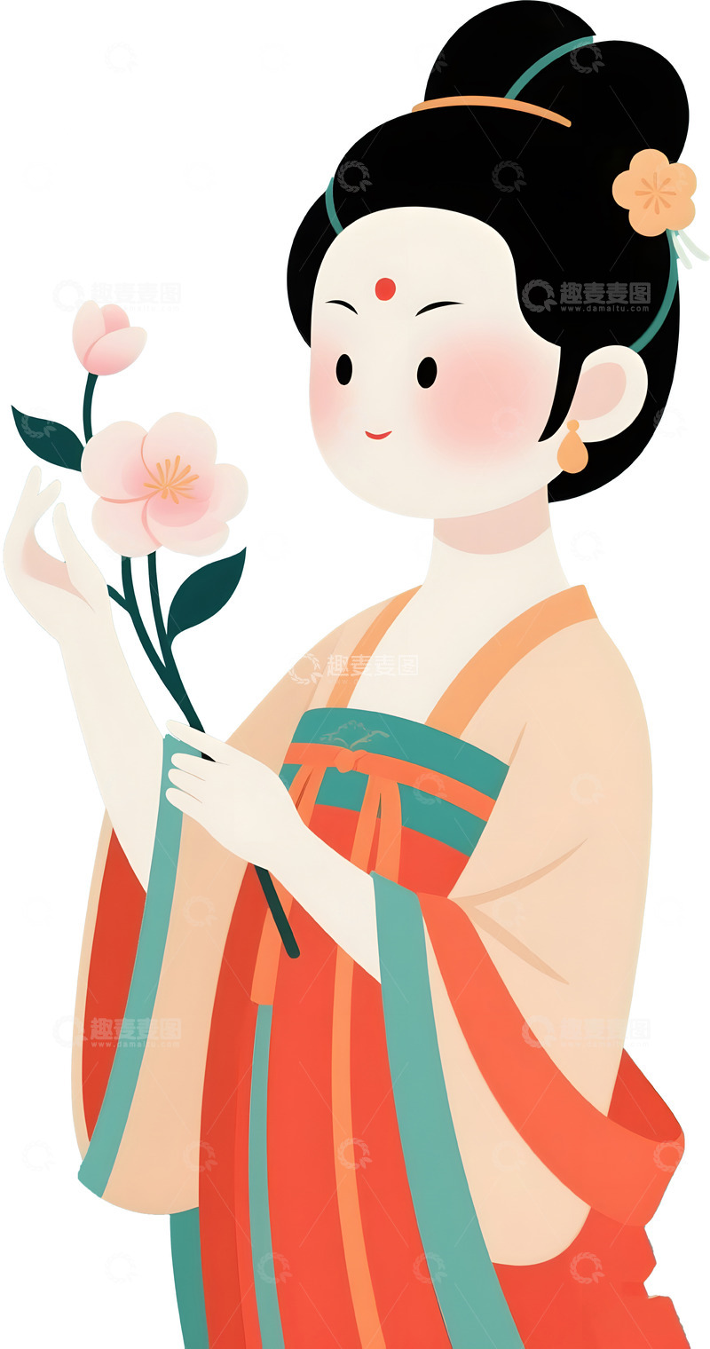 高清大图下载【趣麦麦图】唐代古风仕女卡通人物4