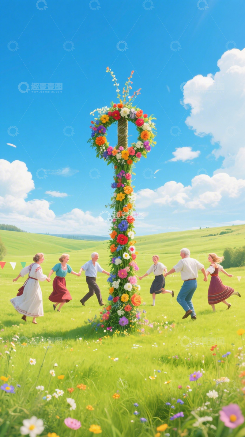 高清大图下载【趣麦麦图】田园庆典欢乐背景1
