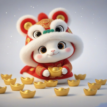 3D可爱毛绒蛇宝宝AI插画电商海报背景图2