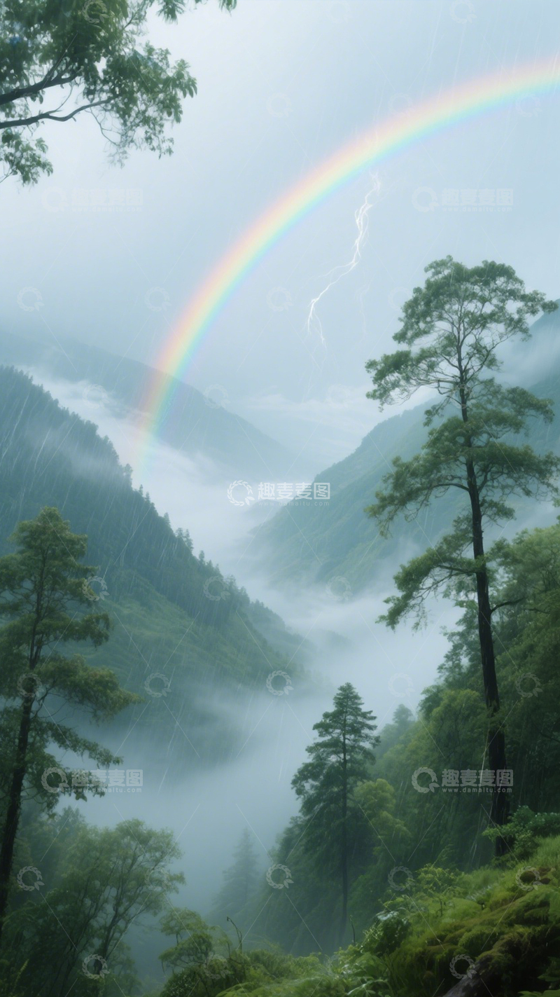 高清大图下载【趣麦麦图】彩虹山水清新背景2