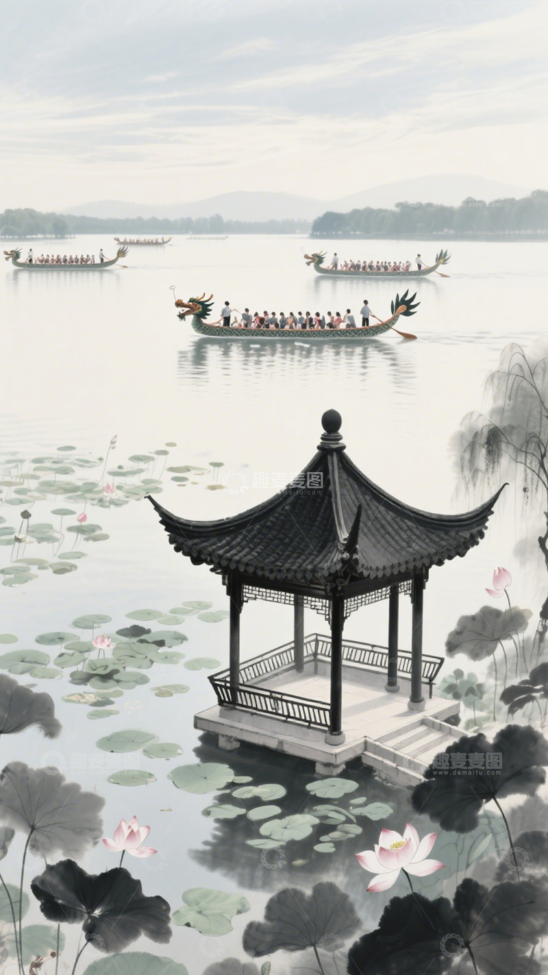 高清大图下载【趣麦麦图】中式山水意境背景4