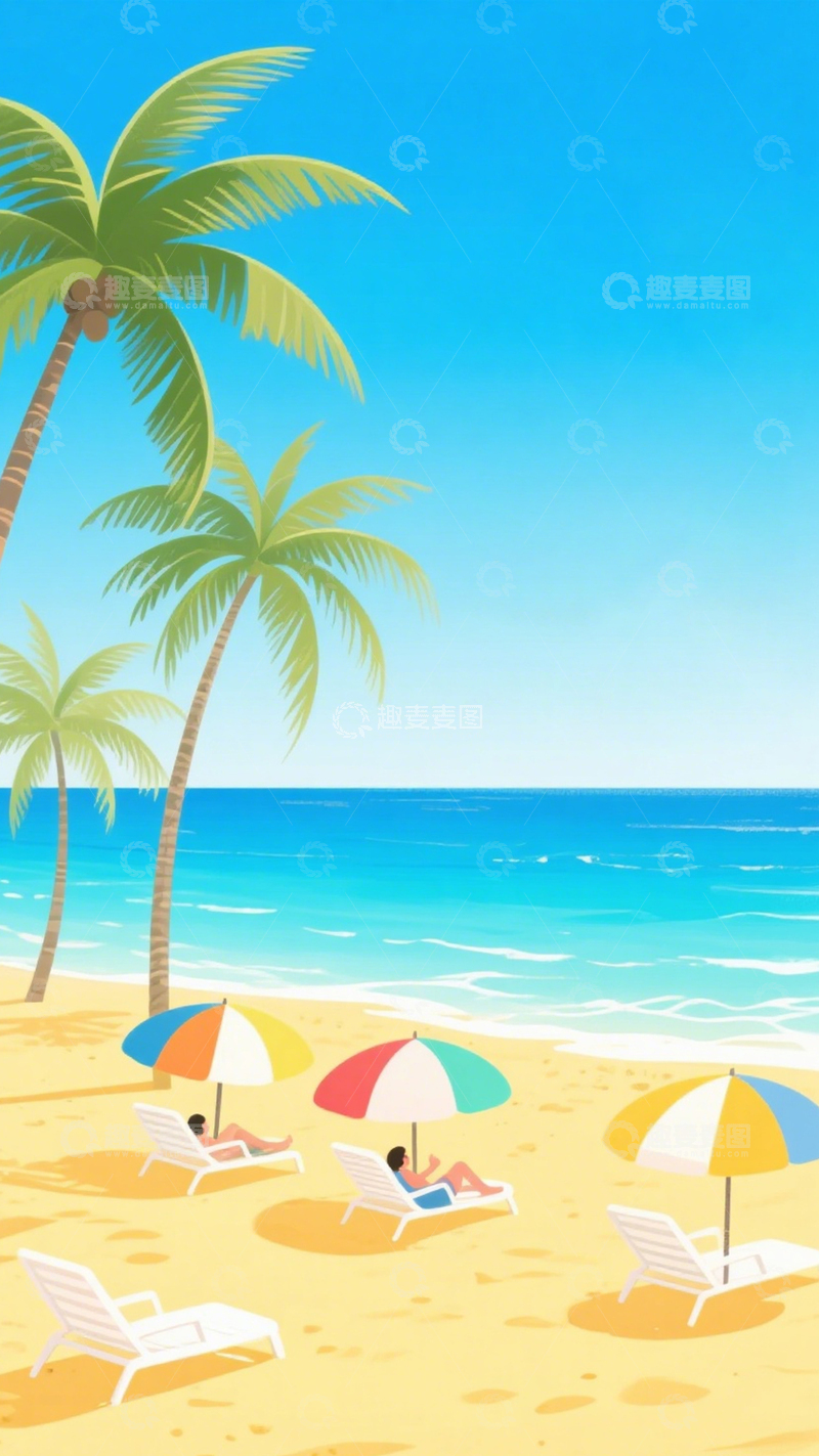 高清大图下载【趣麦麦图】海滨度假休闲背景3