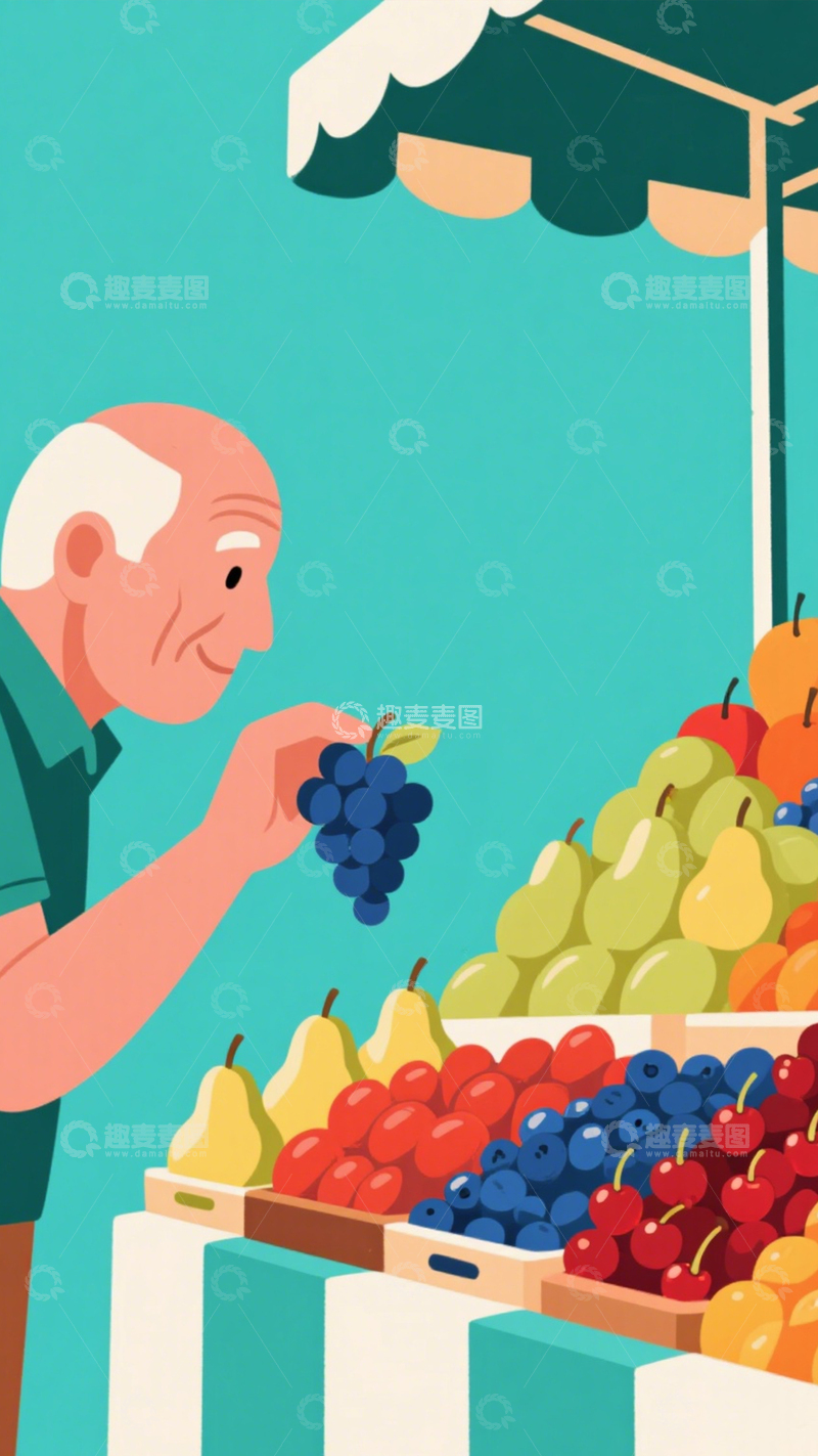 高清大图下载【趣麦麦图】市集水果摊背景4