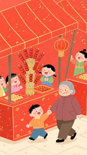 春节糖葫芦年味背景4
