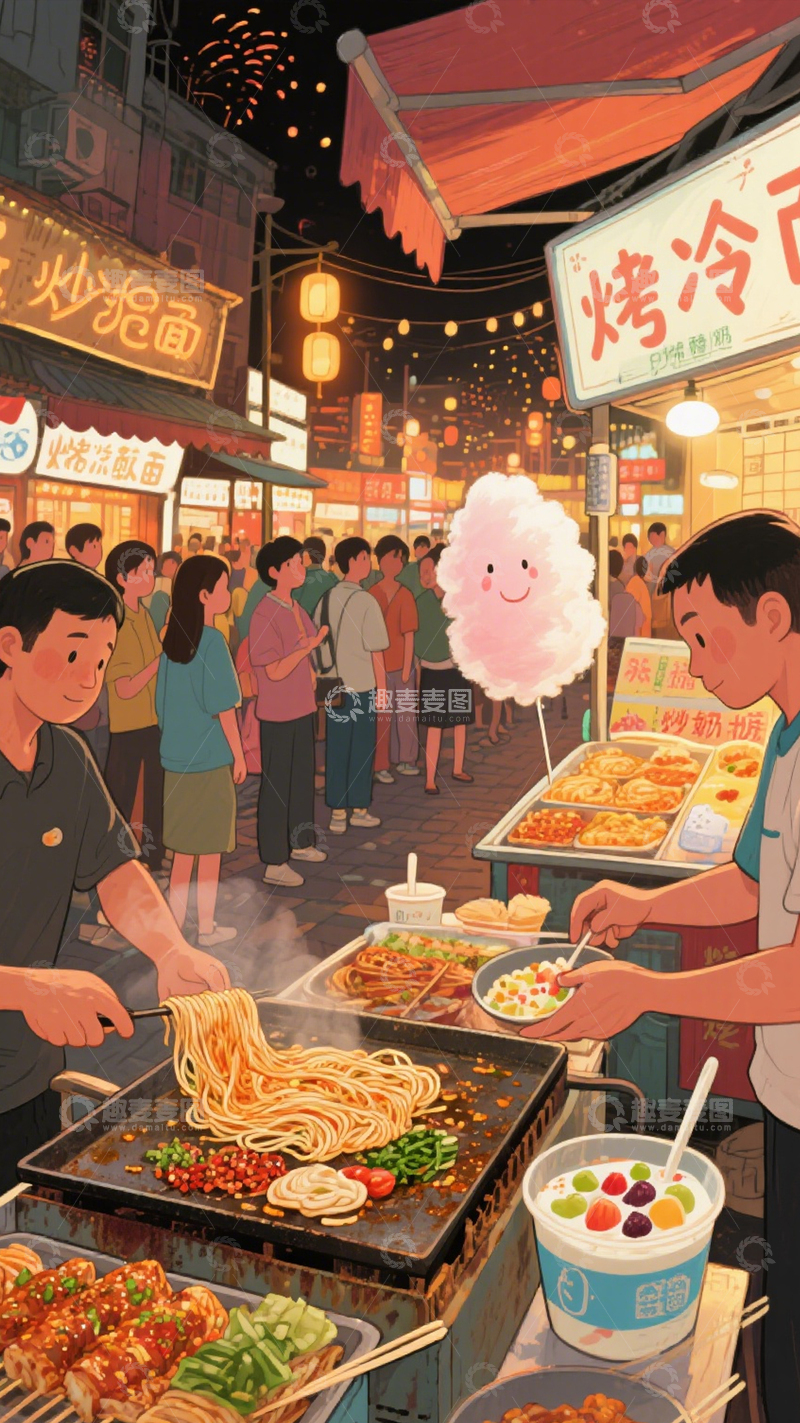 美食集市热闹背景4