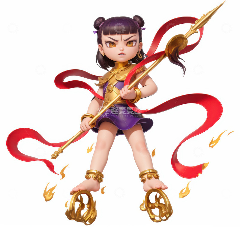 高清大图下载【趣麦麦图】3D卡通皮克斯黏土哪吒AI插画海报背景素