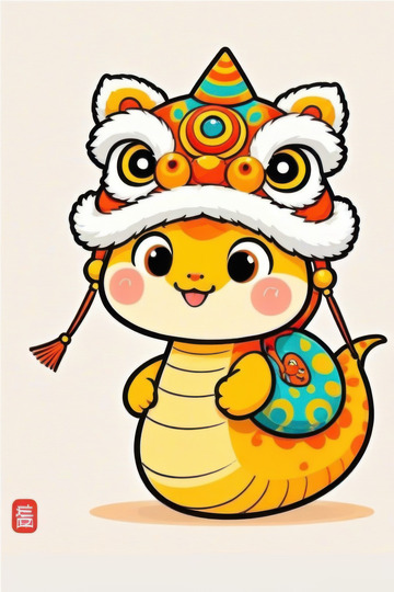 可爱卡通蛇宝宝形像AI插画电商海报背景图2