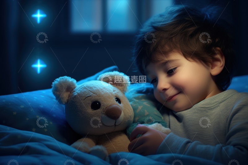 高清大图下载【趣麦麦图】夜晚睡觉的可爱小孩