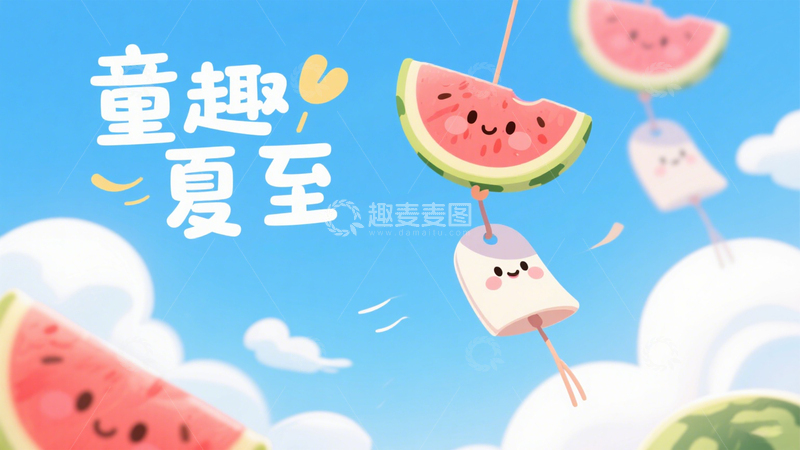 高清大图下载【趣麦麦图】童趣夏至夏日欢乐时光背景