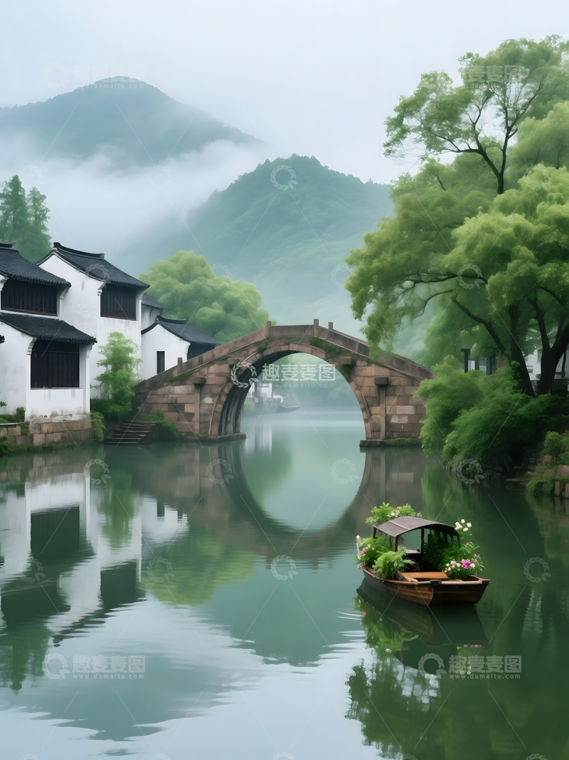 高清大图下载【趣麦麦图】江南水乡的诗意晨景