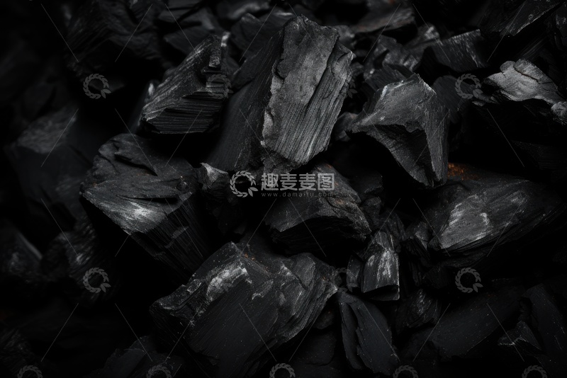高清大图下载【趣麦麦图】一堆黑色木炭燃料 