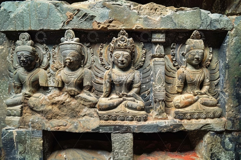 高清大图下载【趣麦麦图】古印度佛教风格的石雕造像