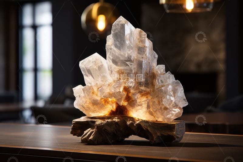 高清大图下载【趣麦麦图】放在桌面的白色水晶簇