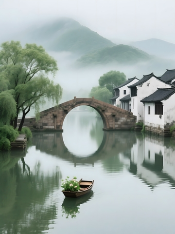 江南水乡的诗意晨景2