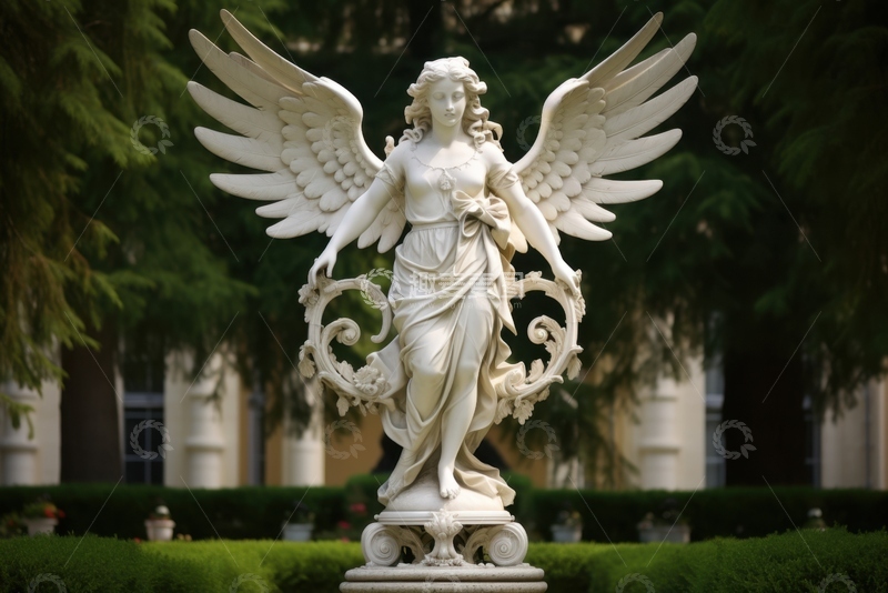 高清大图下载【趣麦麦图】公园里的天使雕塑