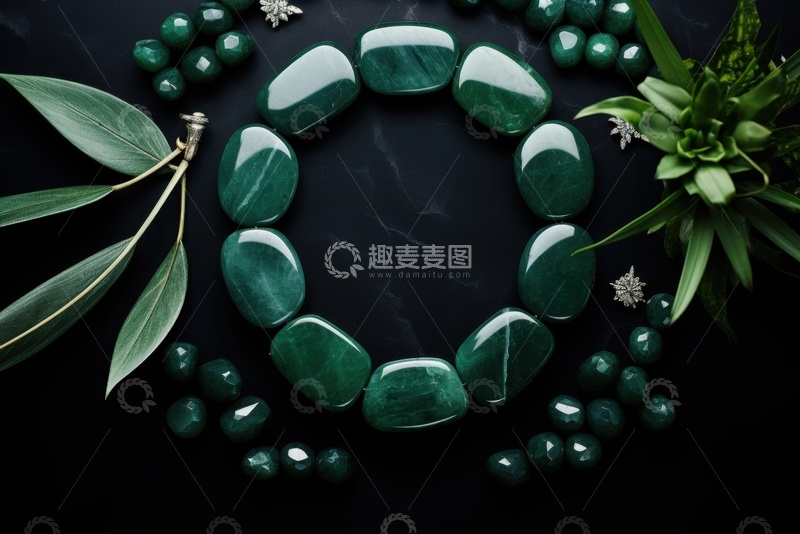 高清大图下载【趣麦麦图】摆成一圈的精致绿宝石