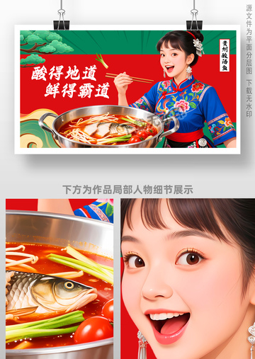 酸汤鱼火锅海报