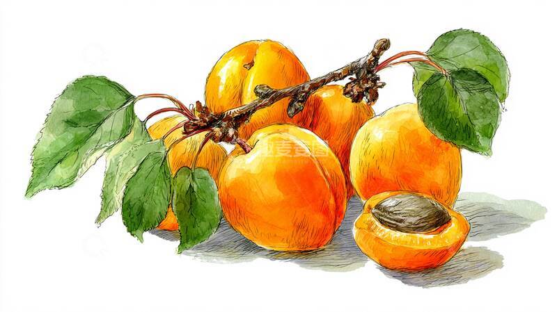 高清大图下载【趣麦麦图】水果  杏  手绘1