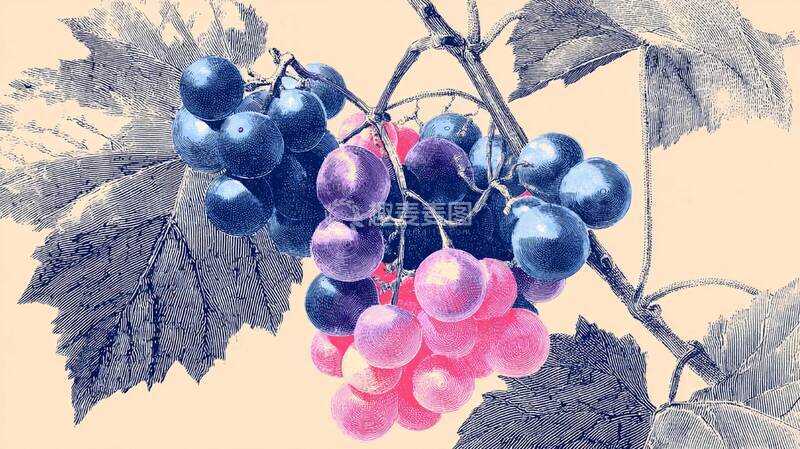 高清大图下载【趣麦麦图】水果  葡萄  手绘