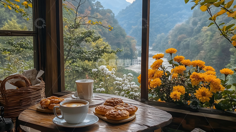 高清大图下载【趣麦麦图】窗前的西式早餐2