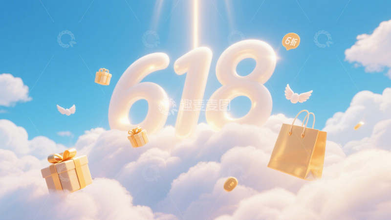 高清大图下载【趣麦麦图】618云端促销背景